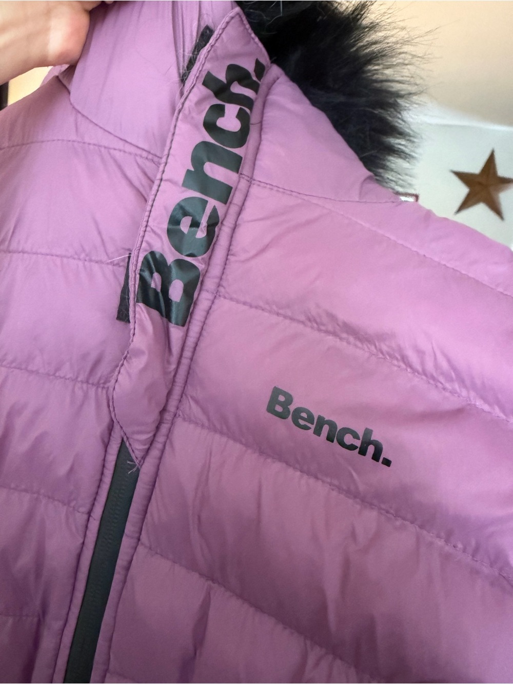 Bench Lavender Puff-StyleJacket with Faux Fur Trim